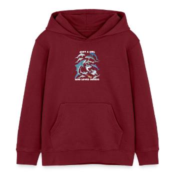 requin tigre requin bleu requin baleine espèce de requin - Sweat à capuche enfant bio Stanley/Stella - bordeaux - Devant - AI Model Kid Female (0cm)