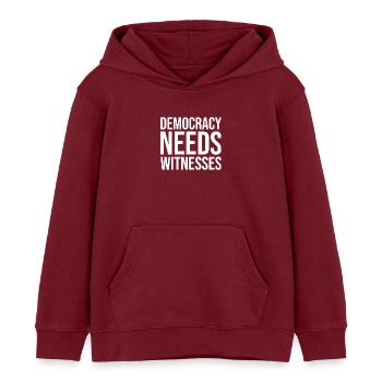 Demokratie braucht Zeugen der Pressefreiheit - Kinder Organic Hoodie Mini Cruiser von Stanley/Stella - Burgunderrot - Vorne - AI Model Kid Female (0cm)
