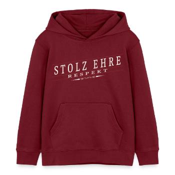 Stolz, Ehre, Respekt - Kinder Organic Hoodie Mini Cruiser von Stanley/Stella - Burgunderrot - Vorne - AI Model Kid Female (0cm)