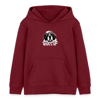 Bernhardiner Hund Was geht ab Geschenk - Kinder Organic Hoodie Mini Cruiser von Stanley/Stella - Burgunderrot - Vorne - AI Model Kid Female (0cm)