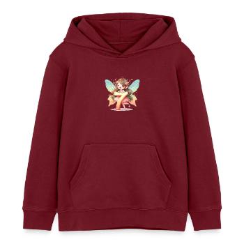 7 Years Fairy Elf Birthday Gift - Kids Organic Hoodie by Stanley/Stella - burgundy - Front - AI Model Kid Female (0cm)