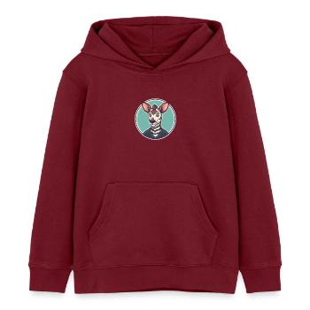 Okapi Kawaii Cartoon Figur Tier Haustier Gesicht - Kinder Organic Hoodie Mini Cruiser von Stanley/Stella - Burgunderrot - Vorne - AI Model Kid Female (0cm)