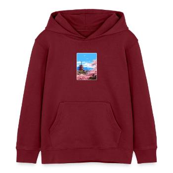 Kyoto Japon Affiche de voyage Souvenir Carte Postale Peinture - Sweat à capuche enfant bio Stanley/Stella - bordeaux - Devant - AI Model Kid Female (0cm)