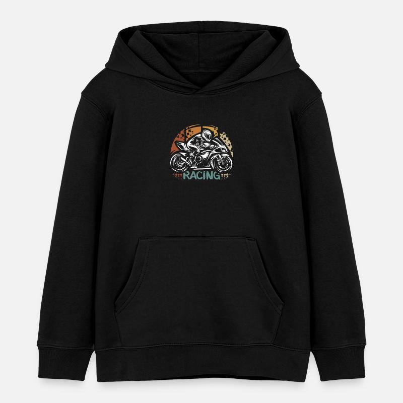 Conception de course de motos – Retro Racer - Sweat à capuche enfant bio Stanley/Stella - noir
