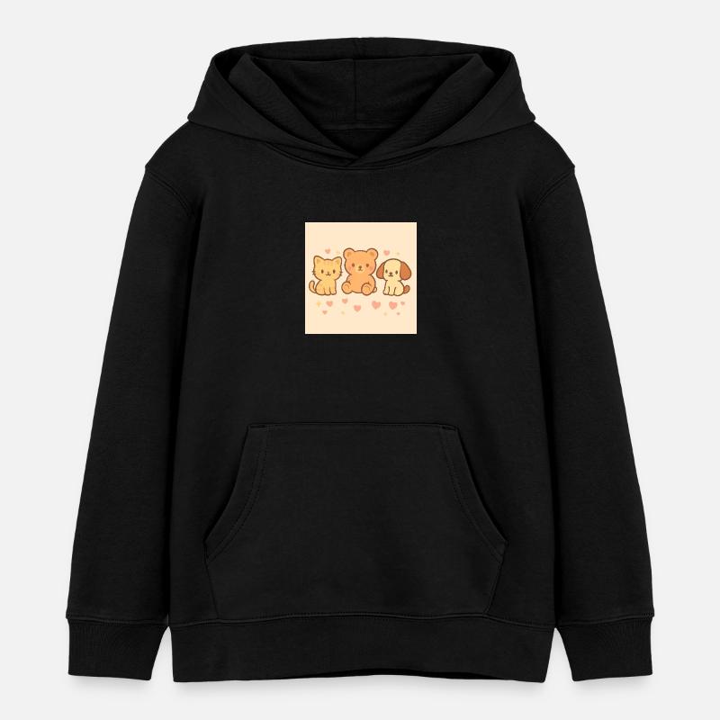 Dessin de bande dessinée mignon. - Sweat à capuche enfant bio Stanley/Stella - noir