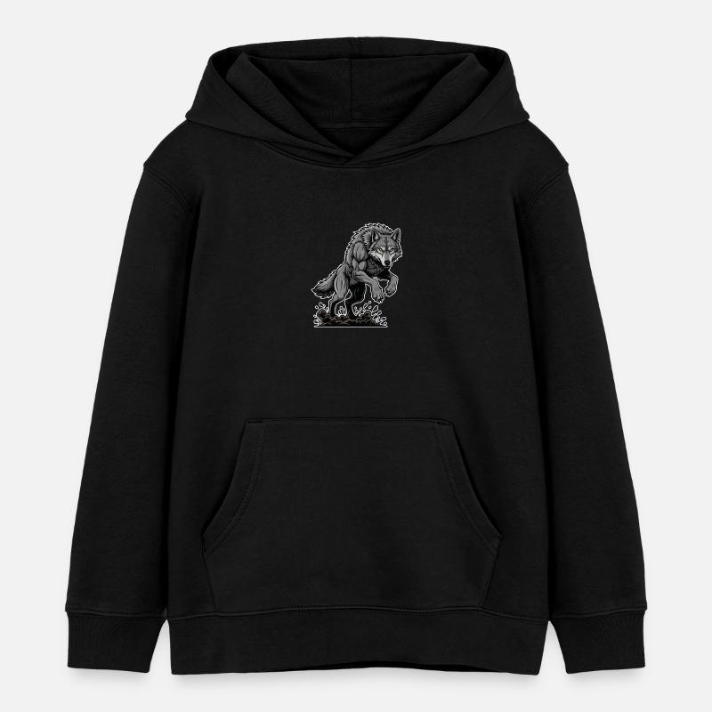 Loup Garou Puissant Course Mascotte Wolf - Sweat à capuche enfant bio Stanley/Stella - noir