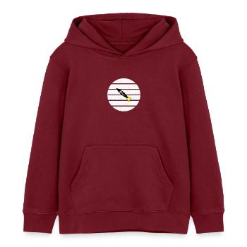 Krypto Rakete im Streifenkreis - Kinder Organic Hoodie Mini Cruiser von Stanley/Stella - Burgunderrot - Vorne - AI Model Kid Female (0cm)