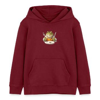 Cuisinier grenouille avec fourchette et couteau - Sweat à capuche enfant bio Stanley/Stella - bordeaux - Devant - AI Model Kid Female (0cm)