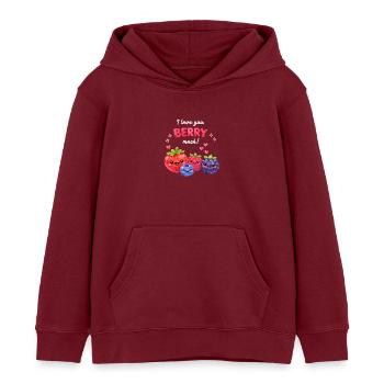 Je t’aime beaucoup de baies de kawaï couple amoureux - Sweat à capuche enfant bio Stanley/Stella - bordeaux - Devant - AI Model Kid Female (0cm)