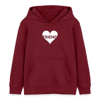 Herzfreund Typo-Herz - Kinder Organic Hoodie Mini Cruiser von Stanley/Stella - Burgunderrot - Vorne - AI Model Kid Female (0cm)