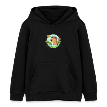 Chill Capybara in der Sonne Illustration - Kinder Organic Hoodie Mini Cruiser von Stanley/Stella - Schwarz - Vorne - AI Model Kid Male (0cm)
