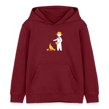 Farmer Feeding The Chickens - Kids Organic Hoodie by Stanley/Stella - burgundy - Front - AI Model Kid Female (0cm)