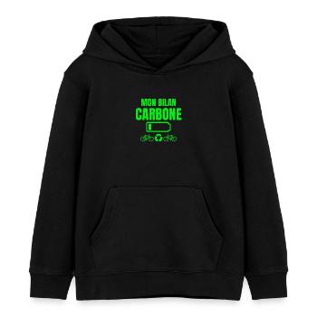 bilan carbone, écologie, écologiste - Sweat à capuche enfant bio Stanley/Stella - noir - Devant - AI Model Kid Male (0cm)