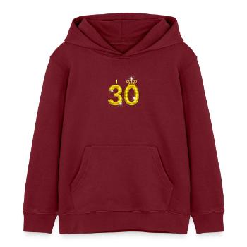 bougie d’anniversaire 30 - couronne - - or - Sweat à capuche enfant bio Stanley/Stella - bordeaux - Devant - AI Model Kid Female (0cm)