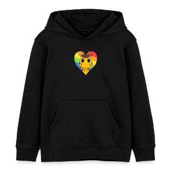Giraffe LGBT Regenbogen Farben - Kinder Organic Hoodie Mini Cruiser von Stanley/Stella - Schwarz - Vorne - AI Model Kid Male (0cm)
