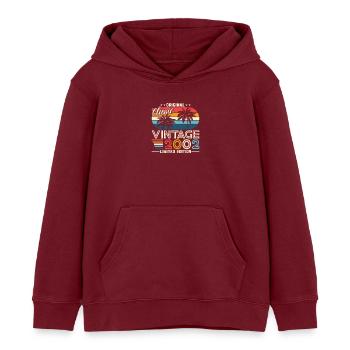 Vintage 2002 aged to perfection - Kids Organic Hoodie by Stanley/Stella - burgundy - Front - AI Model Kid Female (0cm)