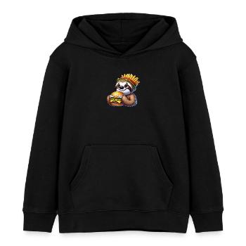 mignon paresseux burger dessin animé restauration rapide - Sweat à capuche enfant bio Stanley/Stella - noir - Devant - AI Model Kid Male (0cm)