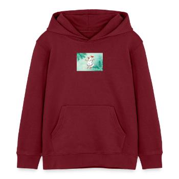 Weihnachtsente im festlichen Pullover Christmas - Kinder Organic Hoodie Mini Cruiser von Stanley/Stella - Burgunderrot - Vorne - AI Model Kid Female (0cm)