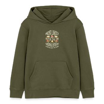 Weihnachten Lustiger Spruch Xmas Essen Humor - Kinder Organic Hoodie Mini Cruiser von Stanley/Stella - Khaki - Vorne - AI Model Kid Male (0cm)