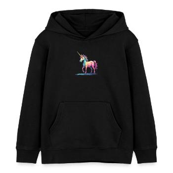 Sød enhjørning magisk gaveidé enhjørning fans - Stanley/Stella børne hættetrøje økologisk - sort - Foran - AI Model Kid Male (0cm)