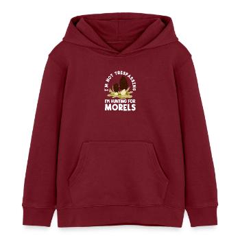 Pilzsammler Nicht Trespassing Morels - Kinder Organic Hoodie Mini Cruiser von Stanley/Stella - Burgunderrot - Vorne - AI Model Kid Female (0cm)