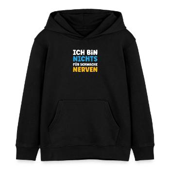 Ich bin nichts für schwache Nerven - Kinder Organic Hoodie Mini Cruiser von Stanley/Stella - Schwarz - Vorne - AI Model Kid Male (0cm)