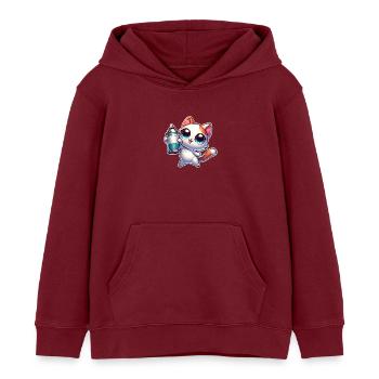 Chat Spray Peut Graffiti - Sweat à capuche enfant bio Stanley/Stella - bordeaux - Devant - AI Model Kid Female (0cm)