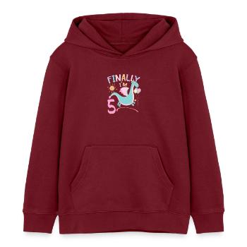 5th birthday Girl Dracon 5 Years Old Gifts - Kids Organic Hoodie by Stanley/Stella - burgundy - Front - AI Model Kid Female (0cm)