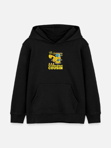 Ich Werde Großer Cousin 2026 Bagger bald Großer - Kinder Organic Hoodie Mini Cruiser von Stanley/Stella - Schwarz
