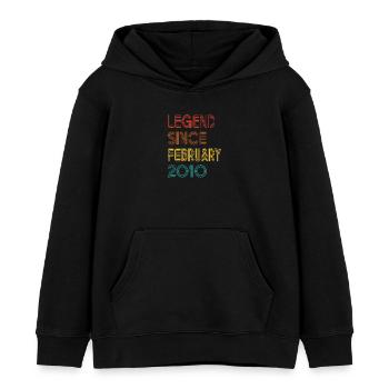 15 Years Old Legend Since February 2010 Birthday - Kids Organic Hoodie by Stanley/Stella - black - Front - AI Model Kid Male (0cm)