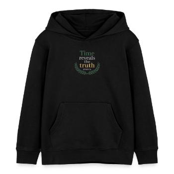 Seneca | Die Zeit enthüllt die Wahrheit – Stoisches Zitat - Kinder Organic Hoodie Mini Cruiser von Stanley/Stella - Schwarz - Vorne - AI Model Kid Male (0cm)