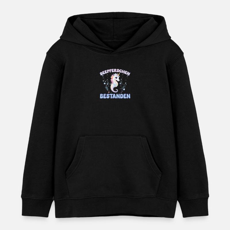 Mädchen Seepferdchen bestanden Kinder - Kinder Organic Hoodie Mini Cruiser von Stanley/Stella - Schwarz