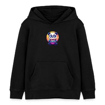 Gamer Panda with console - Kids Organic Hoodie by Stanley/Stella - black - Front - AI Model Kid Male (0cm)