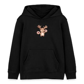 Elch mit Donuts - Kinder Organic Hoodie Mini Cruiser von Stanley/Stella - Schwarz - Vorne - AI Model Kid Male (0cm)