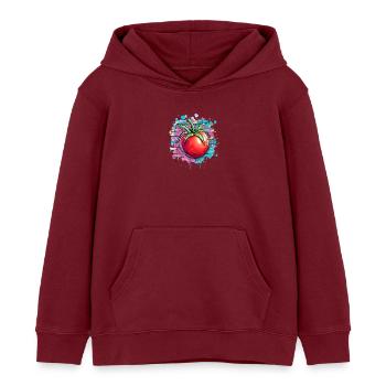 Graffiti tomate sur le mur - Sweat à capuche enfant bio Stanley/Stella - bordeaux - Devant - AI Model Kid Female (0cm)