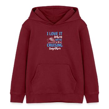 Lustiges Kreuzfahrt Spruchdesign - Kinder Organic Hoodie Mini Cruiser von Stanley/Stella - Burgunderrot - Vorne - AI Model Kid Female (0cm)