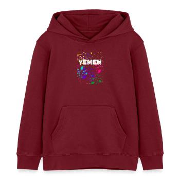 YEMEN éclaboussures Design - Sweat à capuche enfant bio Stanley/Stella - bordeaux - Devant - AI Model Kid Female (0cm)