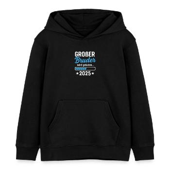 Großer Bruder wird geladen 2025 – Schwangerschafts - Kinder Organic Hoodie Mini Cruiser von Stanley/Stella - Schwarz - Vorne - AI Model Kid Male (0cm)