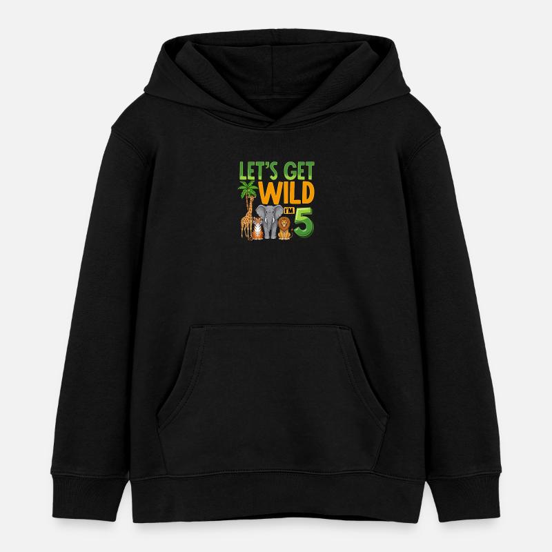 Let's Get Wild I'm 5 - Kinder Organic Hoodie Mini Cruiser von Stanley/Stella - Schwarz