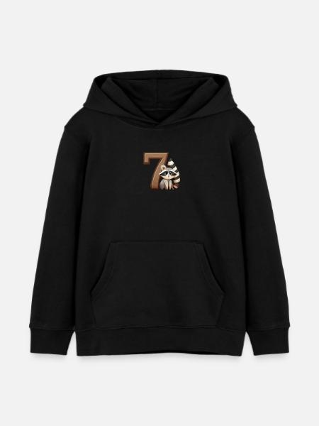 Kinderdesign – Waschbär und Zahlen Spaß - Kinder Organic Hoodie Mini Cruiser von Stanley/Stella - Schwarz