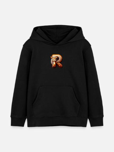 Cute deer in letter R - Kids Organic Hoodie by Stanley/Stella - black