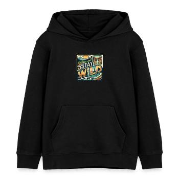 Bleib wild - Kinder Organic Hoodie Mini Cruiser von Stanley/Stella - Schwarz - Vorne - AI Model Kid Male (0cm)