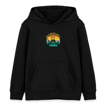 Panda Cadeau Panda Ours Animal Dicton Idée Cadeau - Sweat à capuche enfant bio Stanley/Stella - noir - Devant - AI Model Kid Male (0cm)