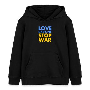 Love ukraine stop war - Sweat à capuche enfant bio Stanley/Stella - noir - Devant - AI Model Kid Male (0cm)