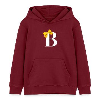 Buchstabe b gelbe Schleife - Kinder Organic Hoodie Mini Cruiser von Stanley/Stella - Burgunderrot - Vorne - AI Model Kid Female (0cm)