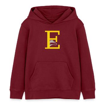 lettre E - Sweat à capuche enfant bio Stanley/Stella - bordeaux - Devant - AI Model Kid Female (0cm)