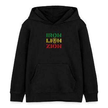 iron lion zion, rasta colours - Kinder Organic Hoodie Mini Cruiser von Stanley/Stella - Schwarz - Vorne - AI Model Kid Male (0cm)