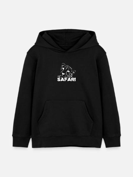 Safari Léopard Silhouette - Sweat à capuche enfant bio Stanley/Stella - noir