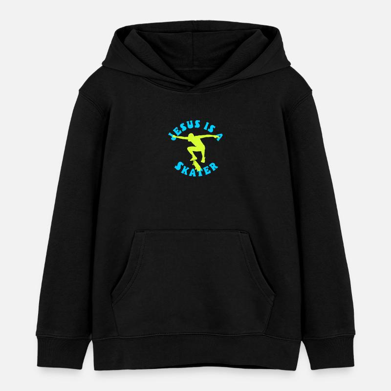 Jesus is a Skater – Skateboard - Sweat à capuche enfant bio Stanley/Stella - noir