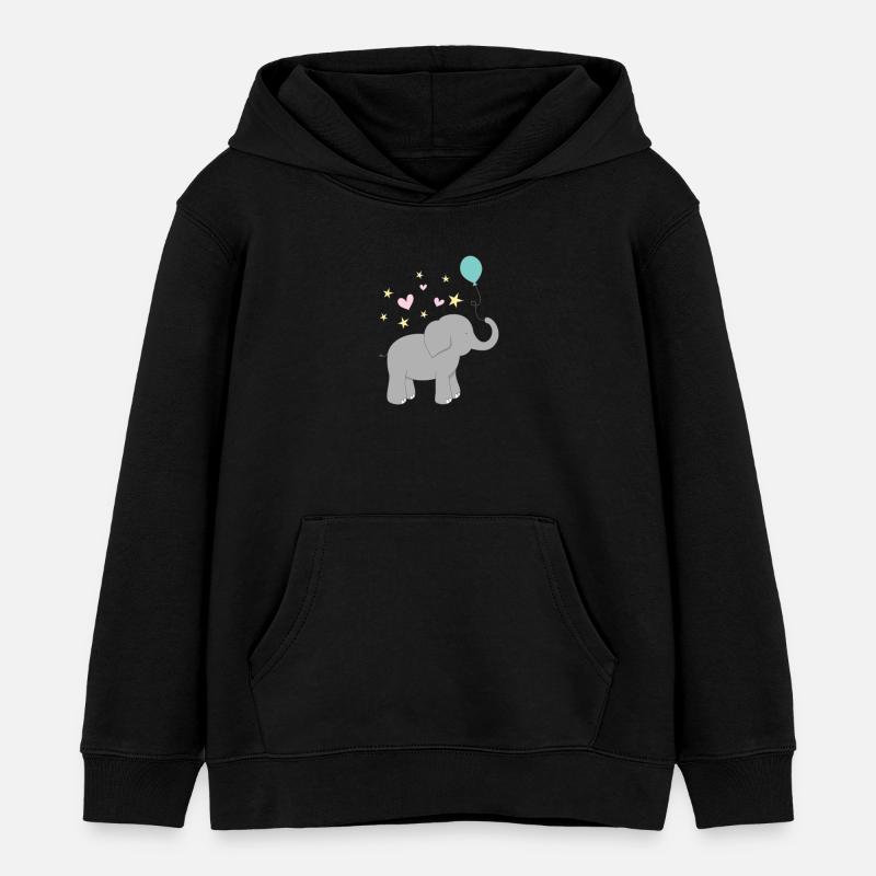 Elefant - Kinder Organic Hoodie Mini Cruiser von Stanley/Stella - Schwarz